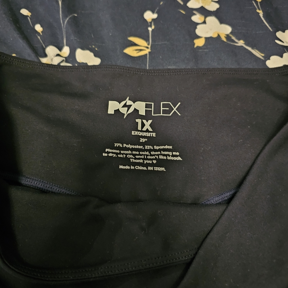 POPFLEX Crisscross Hourglass Flared Leggings w/ Pockets - Smoky Navy - Picture 3 of 3